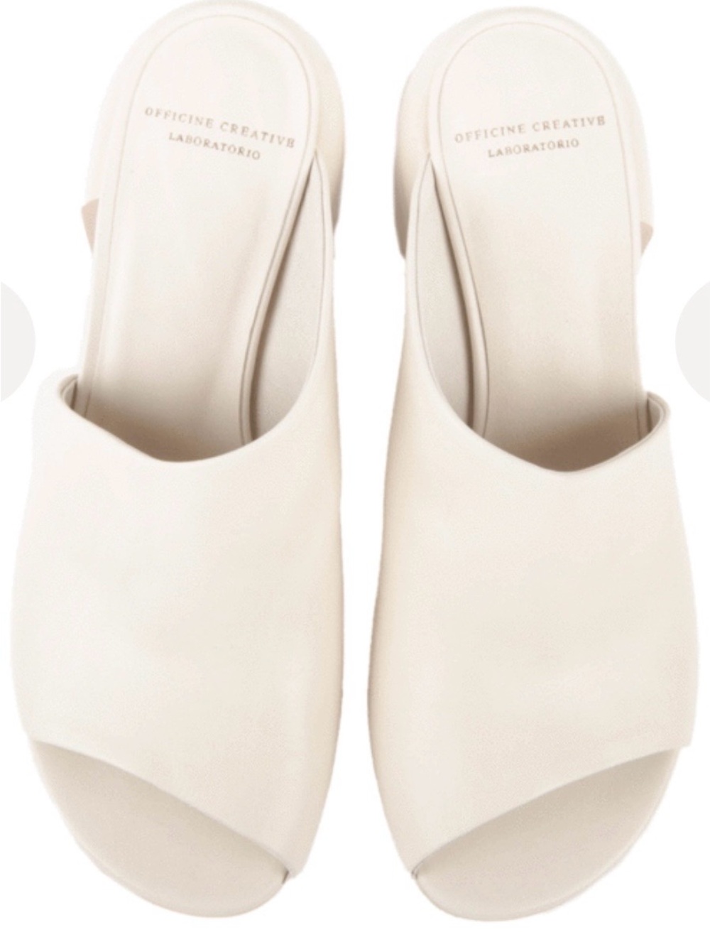 Officine Creative Ivory Open-Toe Leather Mule Slides